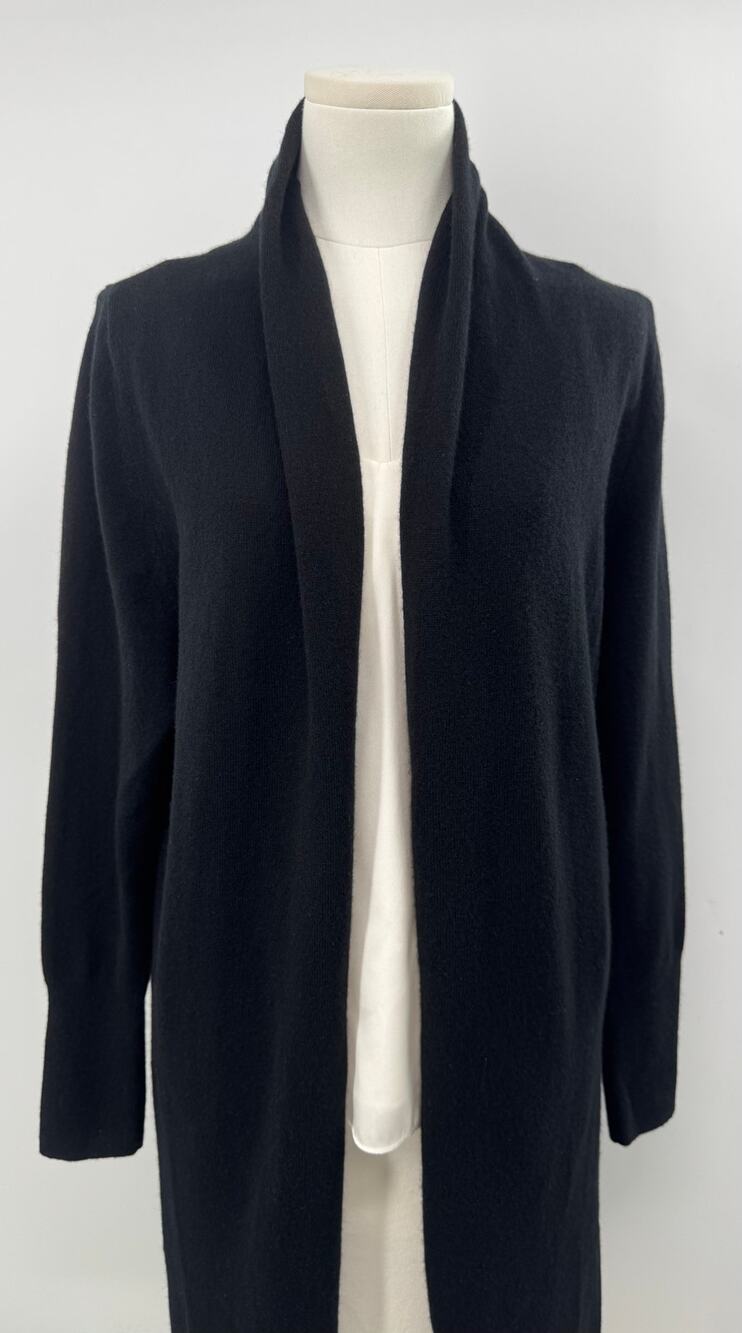 Quince 100% Cashmere Black Duster Sweater Long Open Cardigan